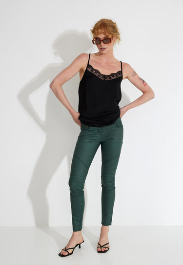 OPEN BACK LACE LINEN - Black